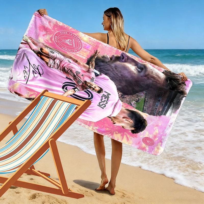 Asciugamano da Spiaggia Stampa Messi Supremacy, Asciugamano Grande Morbido Asciugatura Rapida per Spiaggia Campeggio Nuoto