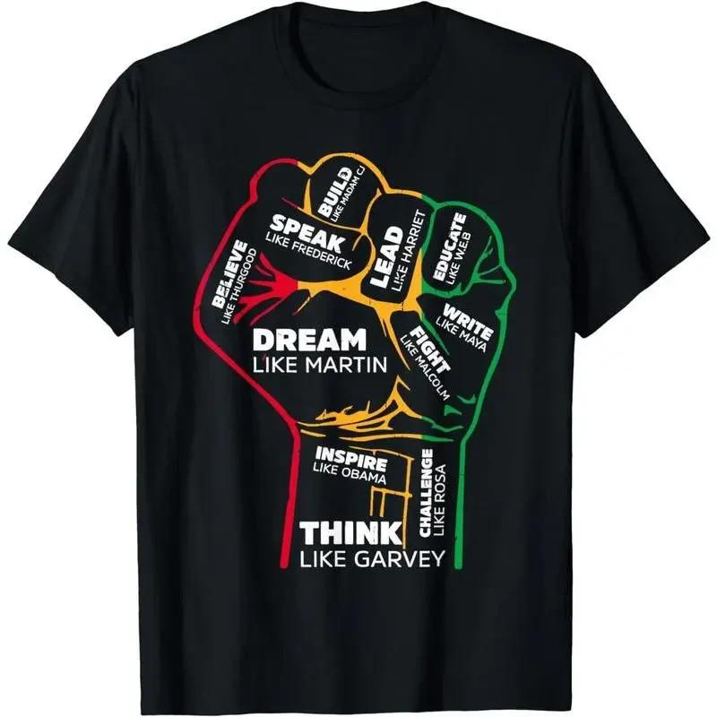 100% Cotton Inspiring Black Leaders Power Fist Hand Black History Month T-Shirt[ XXL