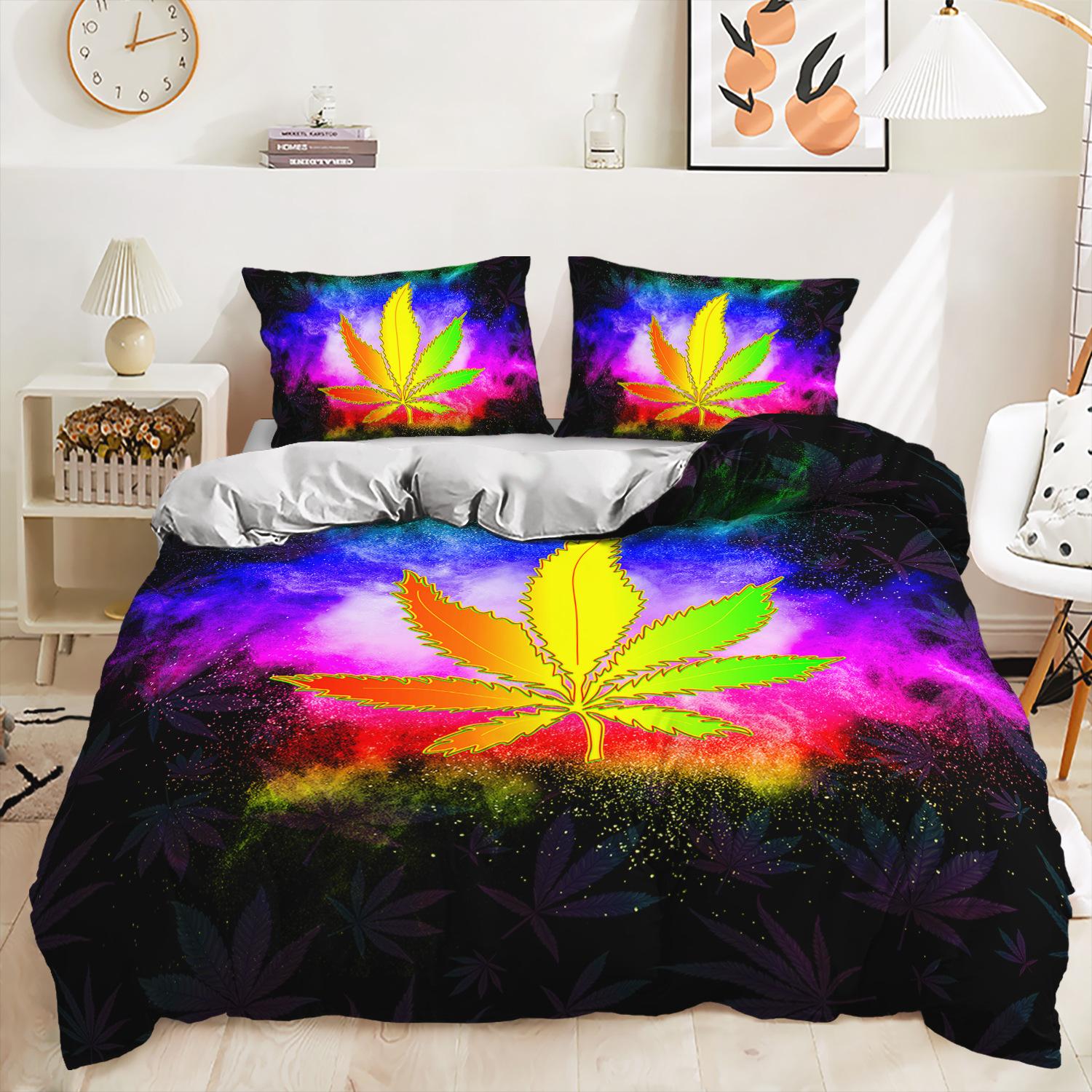

Three-Piece Maple Leaf Coconut Quilt Set Bedding Digital Printing Kit 135 * 200 (2pcs set) 90g