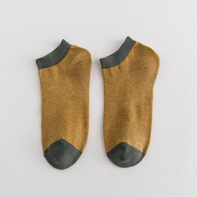 Men Spring and Summer New Products Simple Tie Color Cotton Breathable Boat Socks