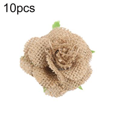 10 Peças Flor de Natal de Juta Rosa Feita à Mão DIY Rústico Casamento Decoração Festa de Natal