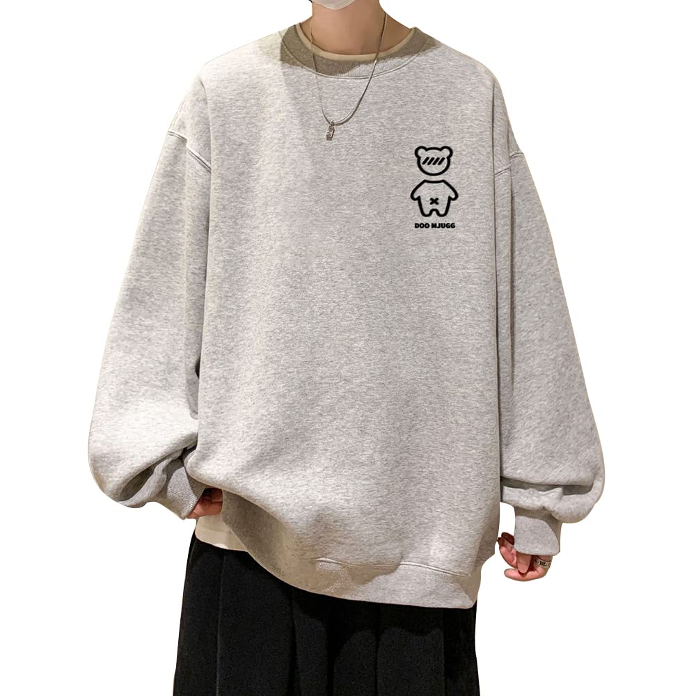 Foxseon Nadměrné Dlouhé Crew Volné Stylové Jednobarevné Pánské Tričko, Rukáv, Výstřih, Podzimní/Zimní Oblečení, Střih, Roztomilé, Ležérní, Stylové, Pohodlné, Oblíbené,