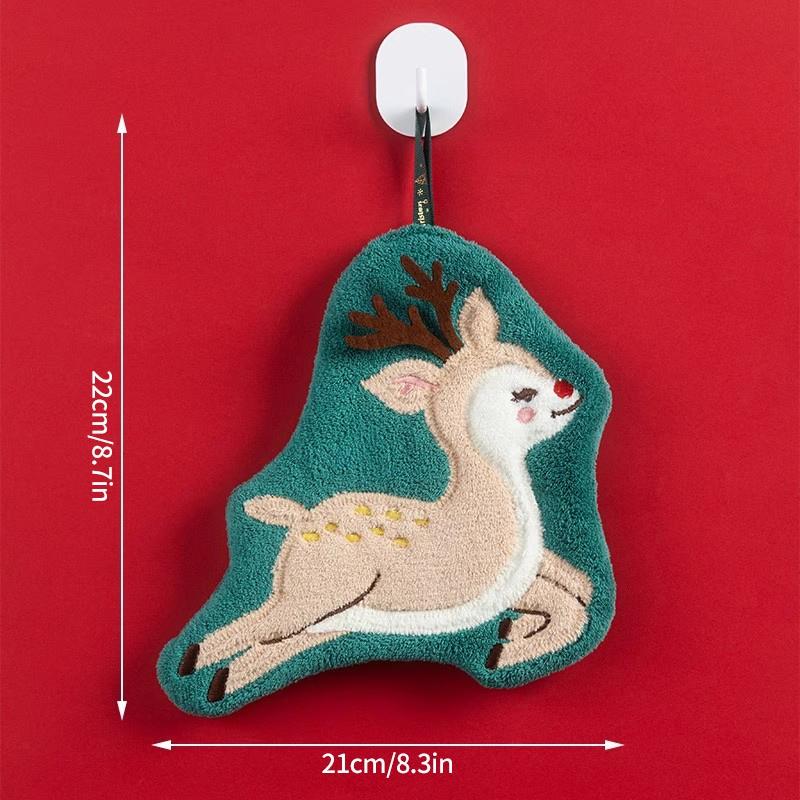 Christmas Decoration Hand Towels Coral Fleece Bathroom Wash Hand Cloth for Kid Kitchen Cleaning Dishcloths  Xmas Gifts