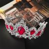 Bridal Crown with Comb Red Large Water Drop Crystal Hair Comb Headdress Wedding Accessories Crown Comb