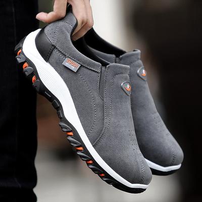 Men Walking Shoes Slip On Mens Casual Shoes Thick Bottom Non-slip Outdoor Hiking Sneakers