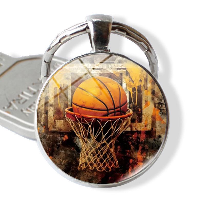 Basketball Layup Lover Keychain - Glass-Embossed Sports Gift