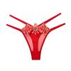 Sexy Thong Female Bat Element Shiny Embroidered Strap Hollow Transparent Tulle Seductive Girl Panties
