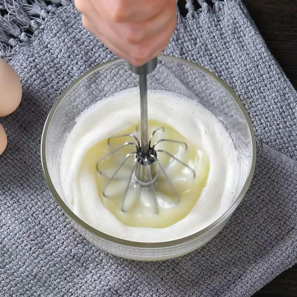2pcs 10 Inch Stainless Steel Egg Beater Durable Semi-automatic Mixer For Effortless Egg Cream Mixing Stirring And Beating For Kitchen Baking