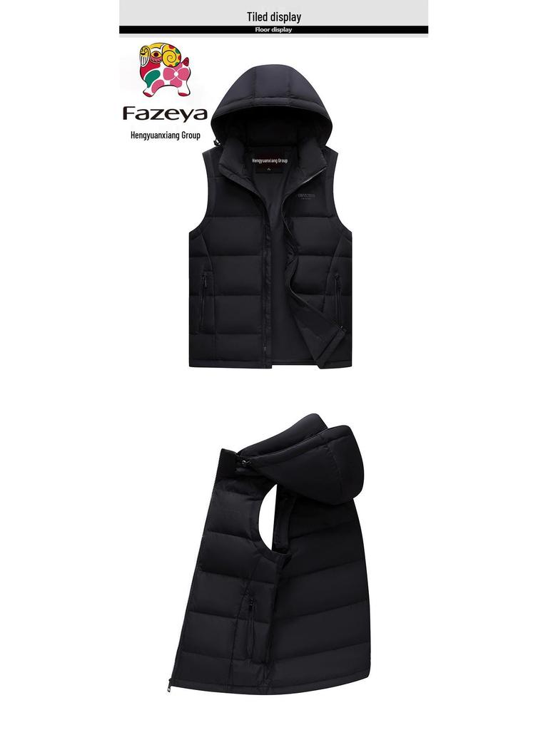 Hooded Winter Down Vest for Men - Thick, Warm, Sleeveless Outerwear for Middle-Aged & Elderly