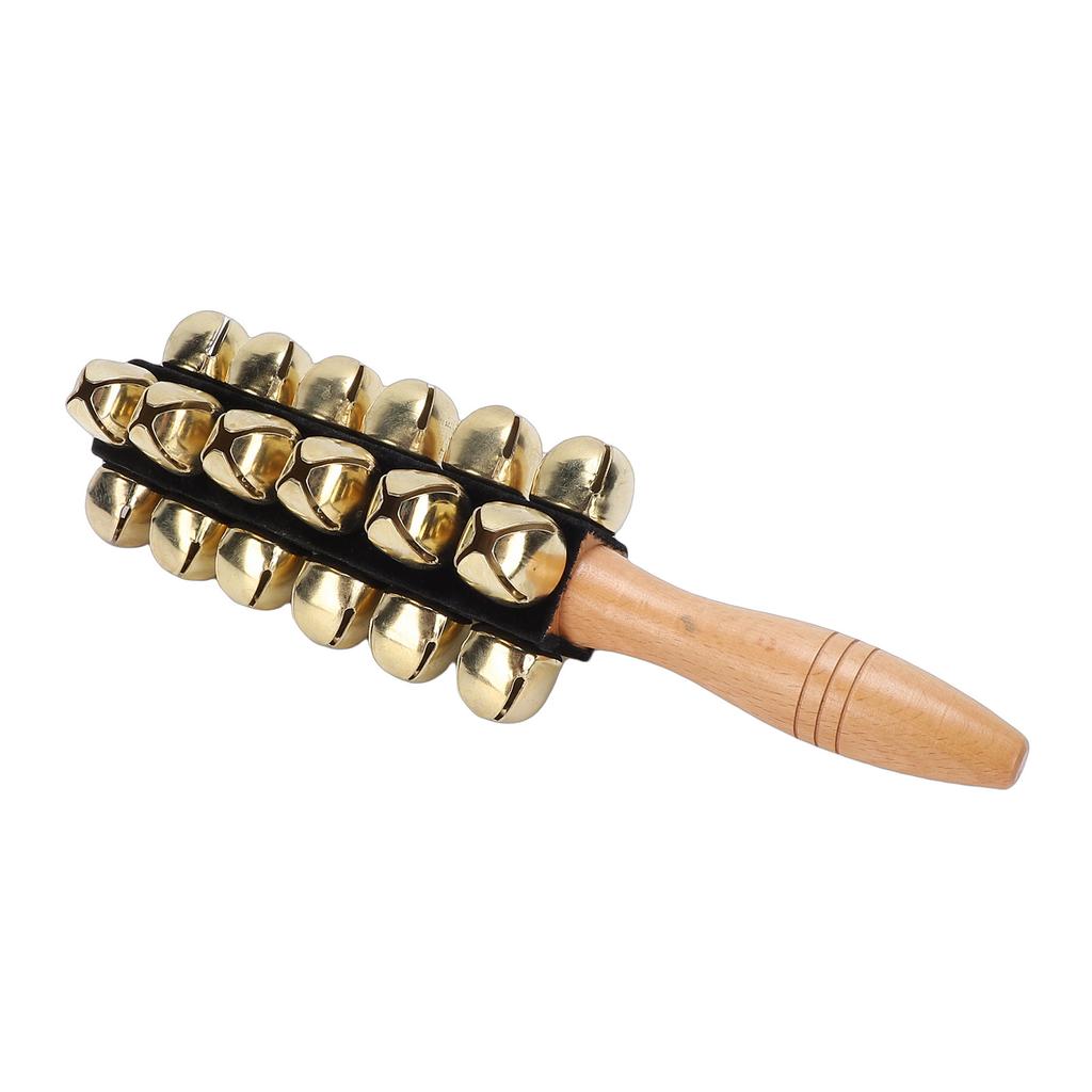 Clochette Traîneau Bois de Hêtre Instrument de Percussion Portatif Clochette à Main avec 25 Clochettes pour Chants de Noël Fêtes Formation Musicale
