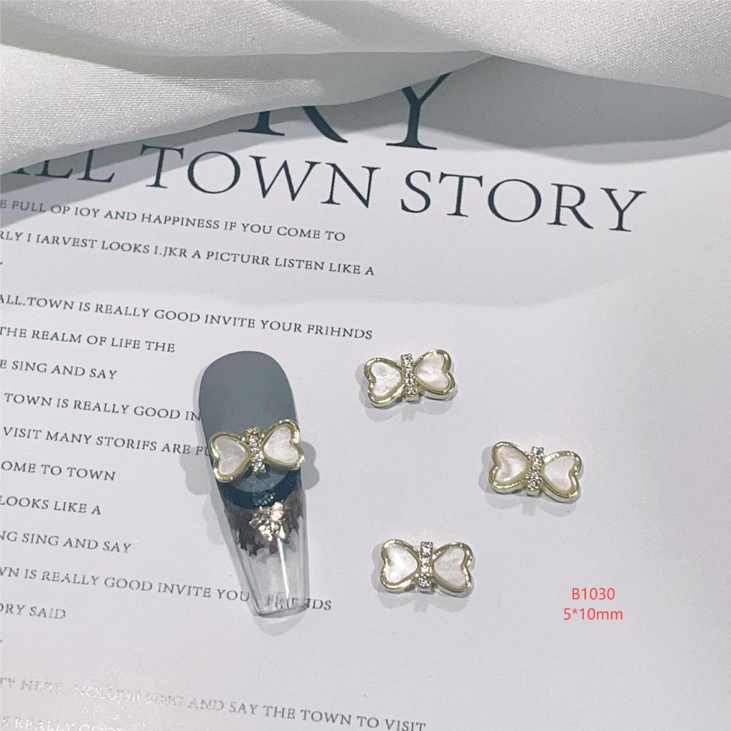 LZ Gold-Plated Bow Nail Patch: DIY Zircon Light Luxury Nail Jewelry