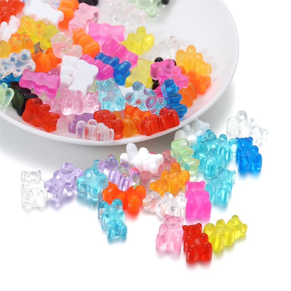 10Pcs/Lot Candy Color Resin Mini No Hole Bear Charms Pendants for DIY Earrings Necklace Bracelet Jewelry Making Accessories