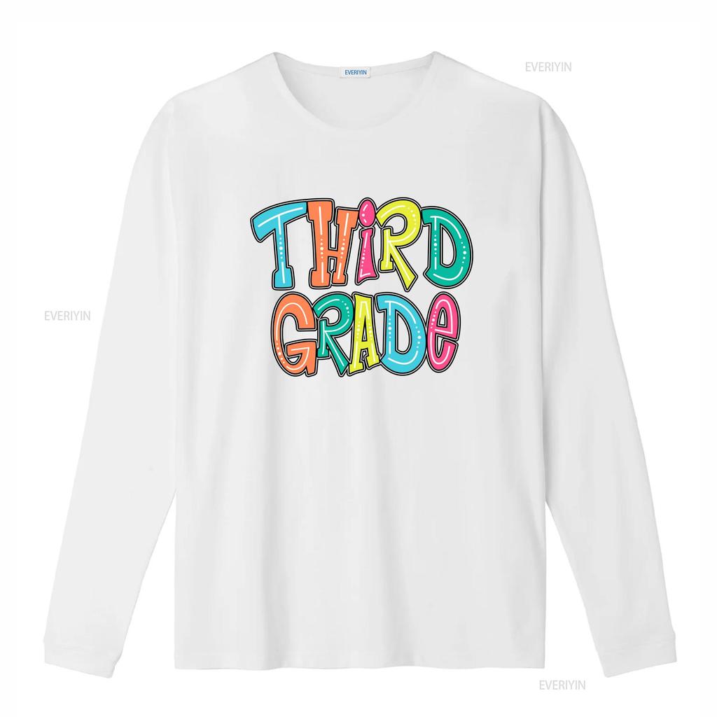 Colorful Groovy Third Grade Print Back To School Teacher Student Casual T Shirt Vintage Washed Homme Slightly Streetwear