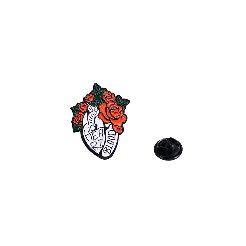 4 Styles Funny Flower And Body Design Enamel Brooches Lung Heart Brain Dhaped Lapel Pins Love Yourself Jewelry