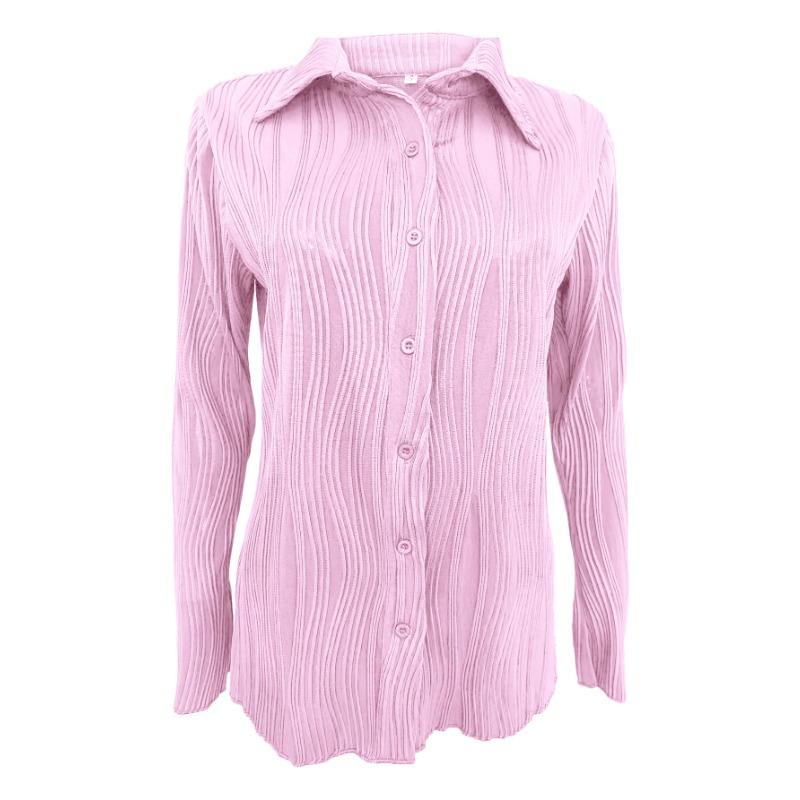 Women S Fashion Pleated Stretch Long Sleeve Shirt
