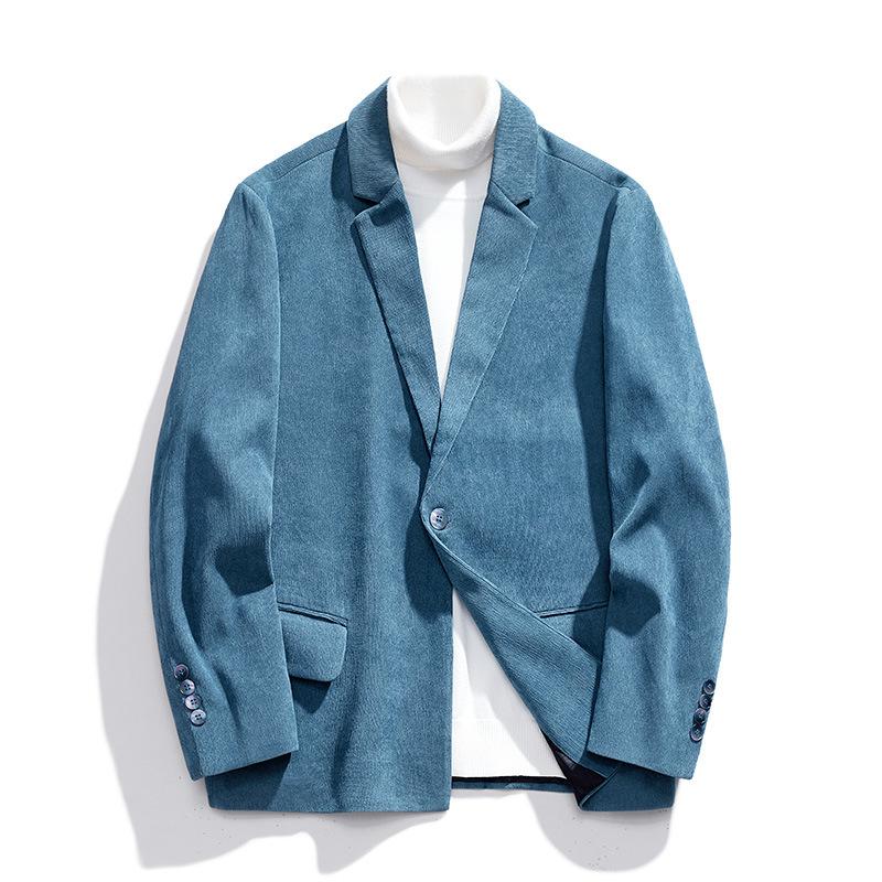 Мужской легкий деловой маленький костюм, вельветовая куртка, мужской свободный повседневный костюм на весну и осень M синий