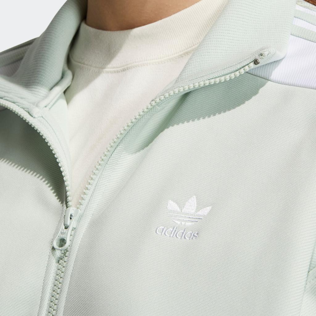 Adidas Originals Striped Print Zip-Up Ribbed Stand Collar Jacket Women Jacket Linen-Green HY4262