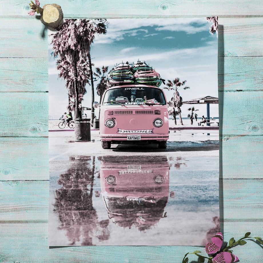 Pink Beach Seascape Poster Canvas Wall Art Scandinavian Nordic Paintings for Interior Vacation Pictures for Home Design No Frame