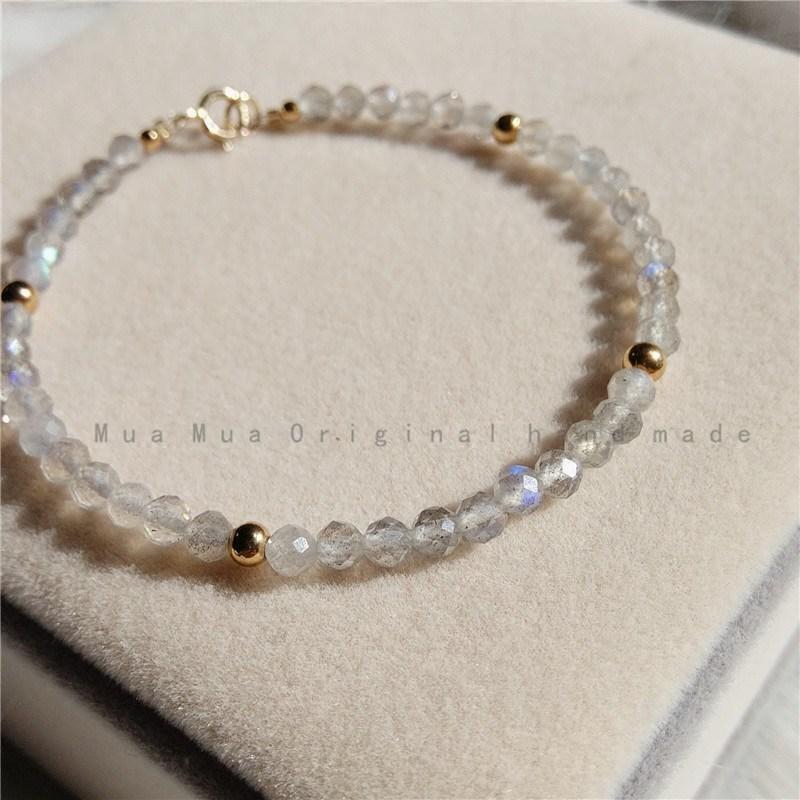 

Natural iridescent labradorite with extremely shiny facets3mm Gray Moonlight Bracelet for Women with Iridescent Starry Sky and Clear Constellation 13cm Net hand circumferen