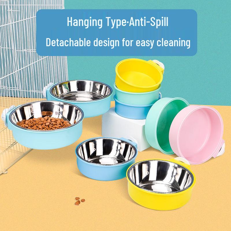Qio Pet Cage Hanging Stainless Steel Bowl Set