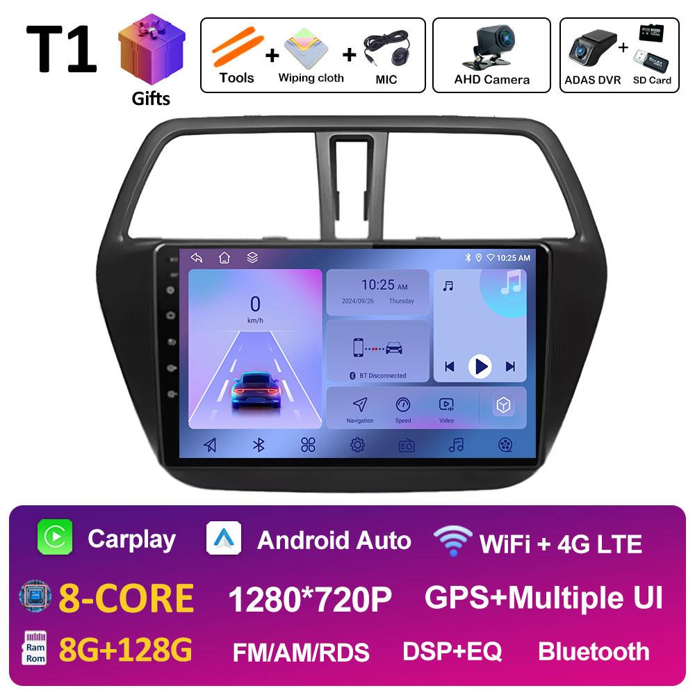 Smart System Android 14 For Suzuki SX4 S-Cross 2014 2015 2016 2017 Wireless Carplay Bluetooth QLED IPS Screen WIFI Auto Tools 4G