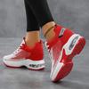 Frühling und Herbst neue lässige Damenschuhe Fliegenstrick atmungsaktiv dicksohlige Sportschuhe rutschfest und bequem Innenhöhe erhöhend Luftkissen
