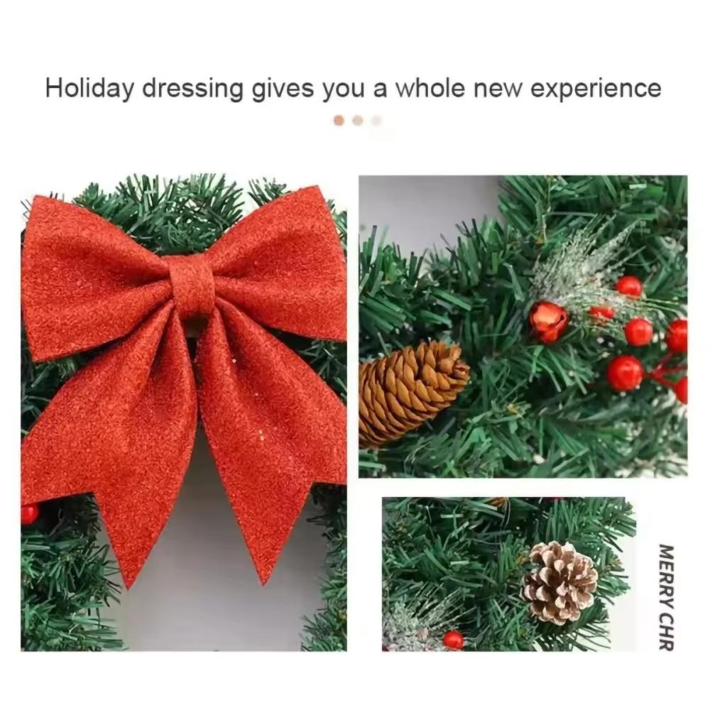 Christmas Wreath Decoration Decorative Xmas Holiday Crafts Door Wreath Christmas Garland for Indoor Home Front Door Wall Decor