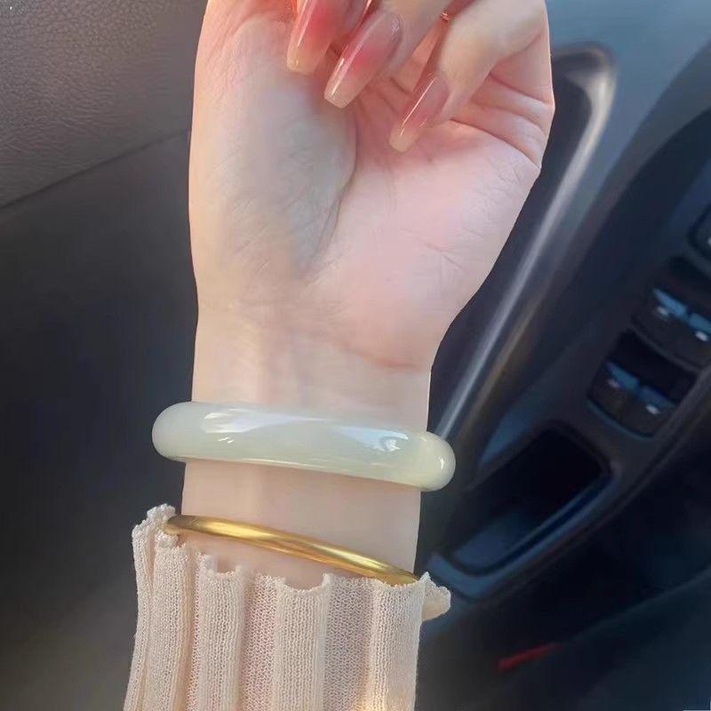 

Hetian Jade Qing Shui Natural Women s Jade Bangle - Mutton Fat Jadeite. 63-64mm fits 72.5-87.5kg