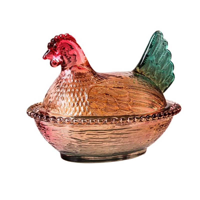 

Цветная стеклянная банка в форме курицы Flavinci, утолщенная винтажная домашняя декорация и многофункциональное хранилище для конфет, орехов и закусок