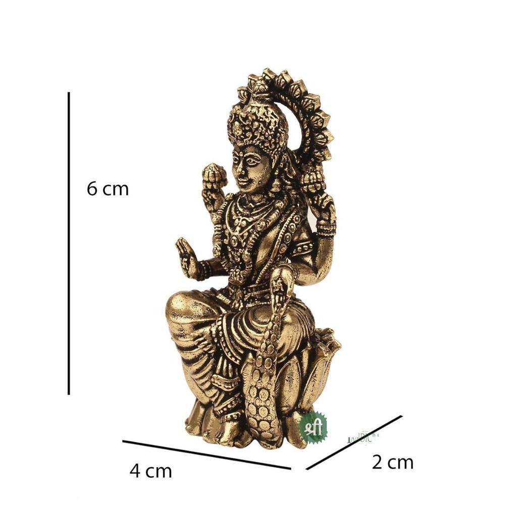 Handgjord Mässing Gudinna Laxmi Staty för Hemtempel | 2,5" Maa Lakshmi Figurin Idol Murti Heligt Symbol för Välstånd | Perfekt för Ritualer & Gåvor