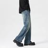 Trendy brand fashion men's and women's jeans autumn and winter new American retro high street casual micro-pull denim trousers men