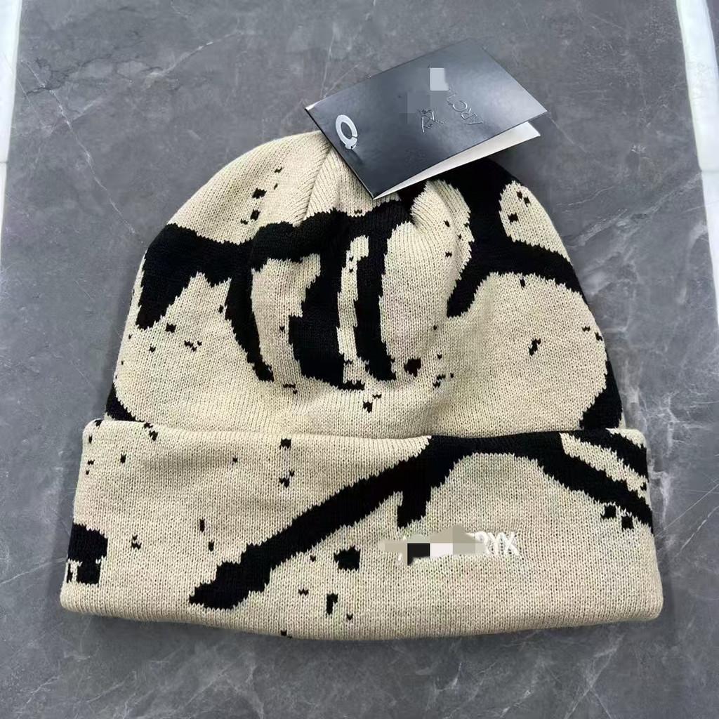 Knitted Winter Hat For Women With Embroidered Geometric Design Cotton Warmth For Cold Season Khaki
