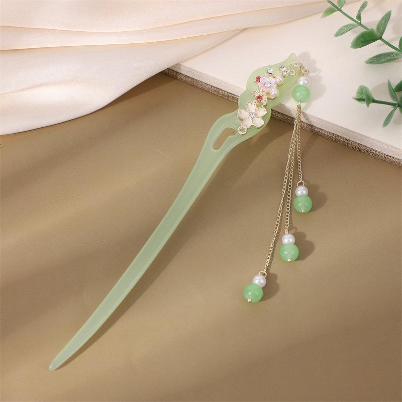 Chinese Acetate Tassel Flower Hairpin - Ancient Style Headdress for Hanfu & Qipao
