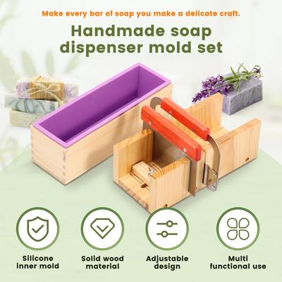Seifenherstellungs-Set Seifenbastel-Set mit Holzform Edelstahl-Wellen- und Geradschneider Mehrzweck für Brot Dessert
