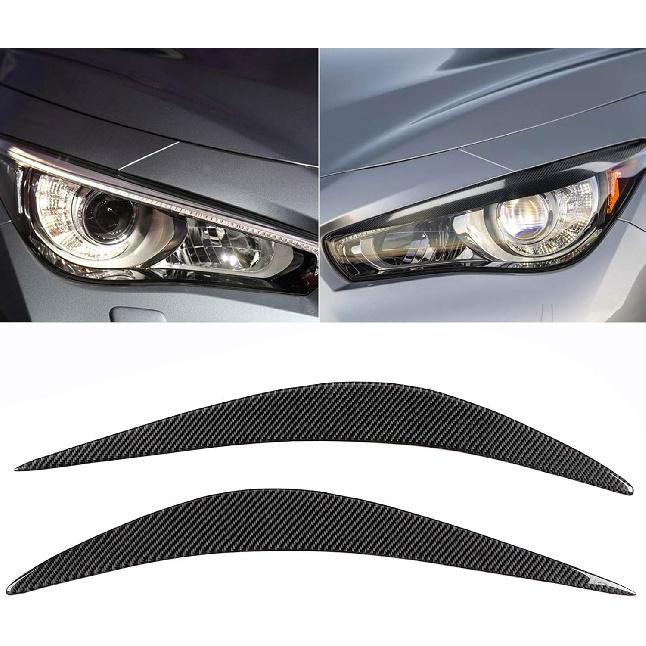 Carbon Fiber Front Headlight Eyebrows Eyelid Overlay Decal Cover Trim Headlight Eyelid Headlamp Eyebrow Strip Trim Eye Lid Deco ion Sticker Fit for