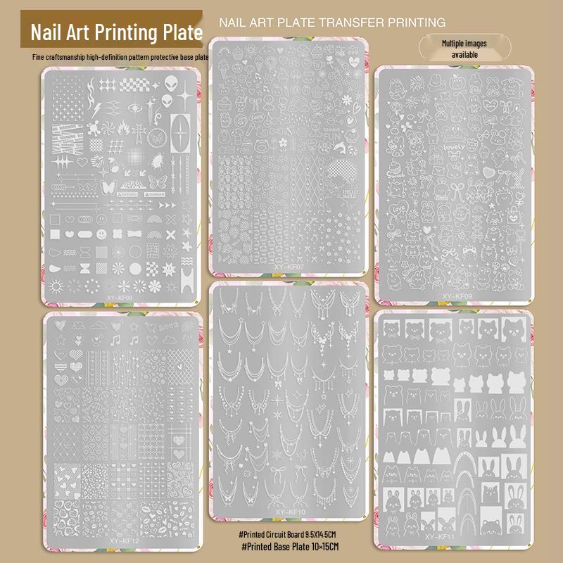 New Style Cross-Border Nail Art Stamping Template: Floral, Lace & Plaid Designs