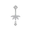 1Pcs  Stainless Steel Zircon Belly Button Ring Butterfly Flower Belly Button Stud Micro-Set Round Belly Button Piercing