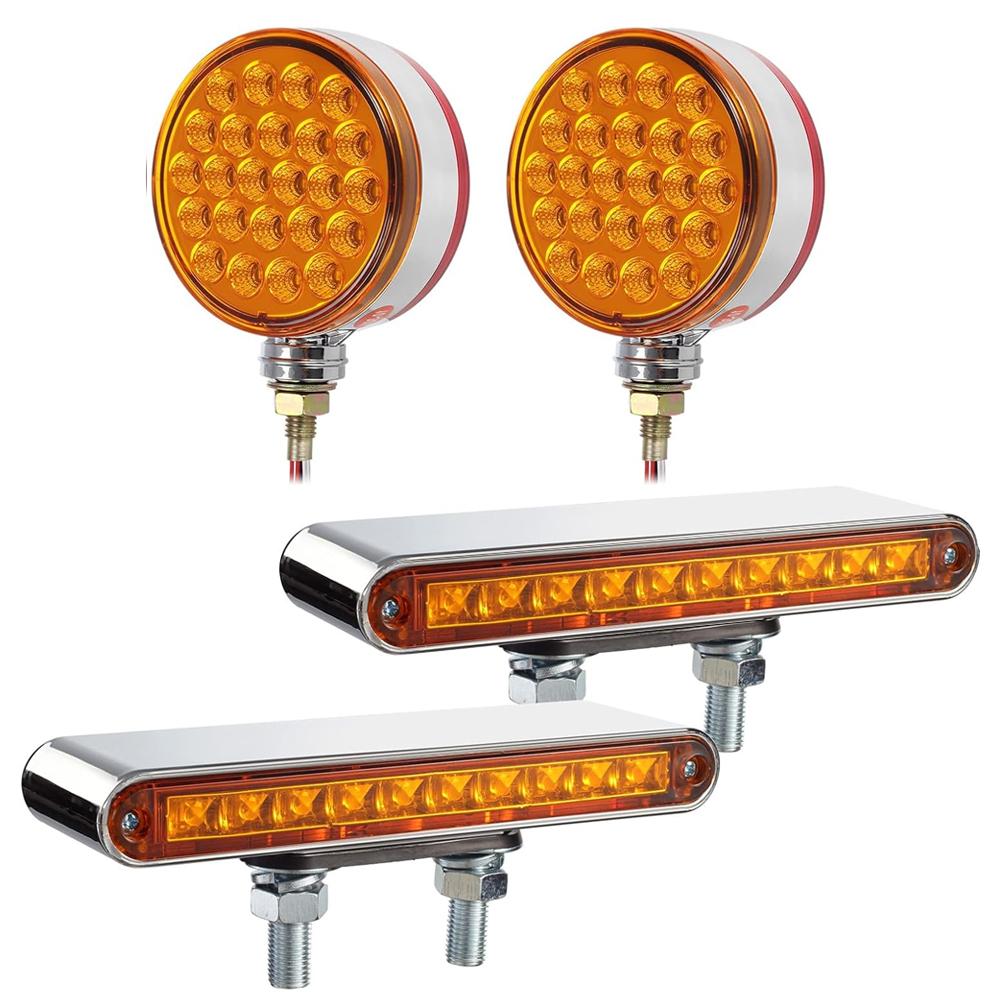 48LED Double Face Single Stud Mount Side Marker Reflective Sealed Light Marker Light Side Brake Light For Heavy-duty Trucks