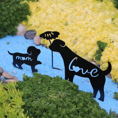 Silueta de Perro Decoración de Jardín Exterior de Metal Personalidad Creativa Decoraciones de Escritorio