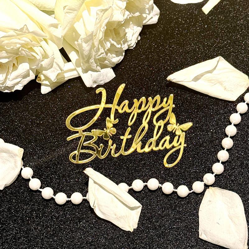 1 Stück Goldene Englische Buchstaben Acryl Kuchen Dekoration Geburtstagsfeier Dessert Zubehör