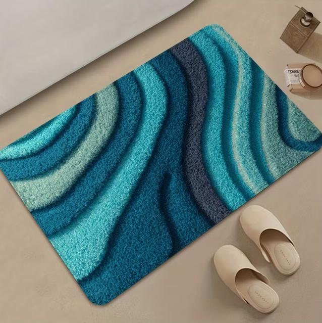 

Modern Orange Red Corrugated Carpet Anti Slip and Absorbent Bathroom Mat Suitable for Living Room Bedroom Outdoor Home Carpet 40cm x 60cm