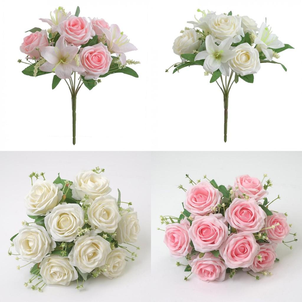 Rose Flower Bouquet Artificial Silk Wedding Decor Gift For Bridesmaids