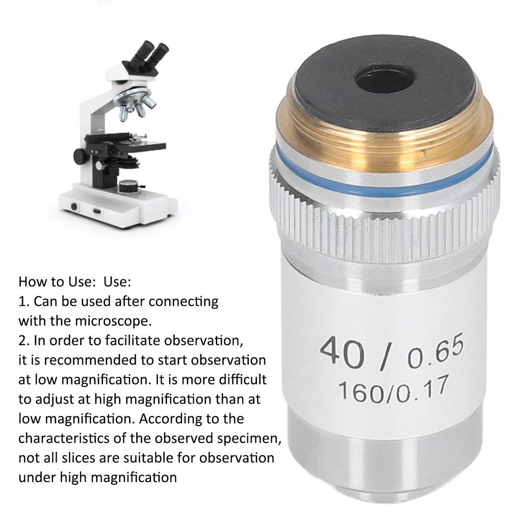 Achromatic Microscope Objective 40x High Magnification Microscope Objective High Light Achromatic Objective Lens with Protective for Microscope Lens,