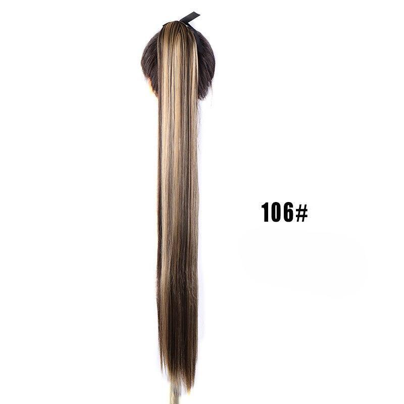 Parochňa do copu 80CM Extra dlhá rovná šnúrka so šnúrkou Cop Syntetické predlžovanie vlasov Čierna Hnedá Copík z tepelne odolného vlákna LUPU