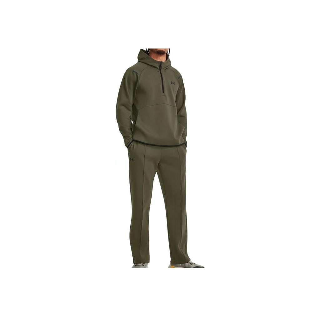 Under Armour Solid Color Brand Logo Print Half-Zip Hoodie Men Hoodies Green 1379811-390