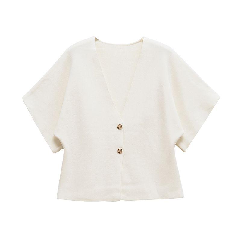 Zbzr Spring New Women Clothes Western Style French Style Versitile Fashion Short Sleeve Simple Knitted Outerwear 4192101