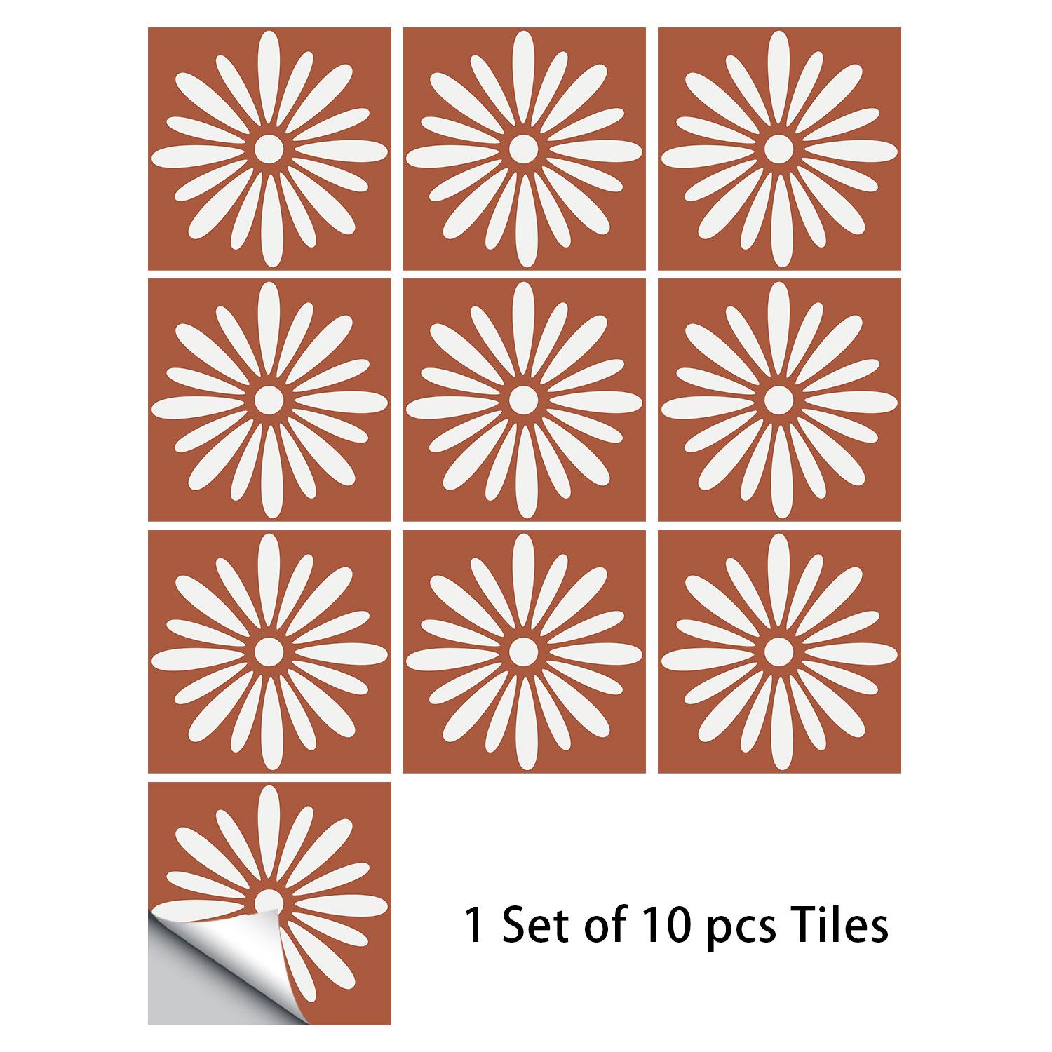 

10Pcs Simple Fresh White Daisy Wall Stickers Imitation Brick Bedroom Decoration Waterproof Self Adhesive Tile Wallpaper Kitchen Cupboard Decor 10cm*10cm*10pcs