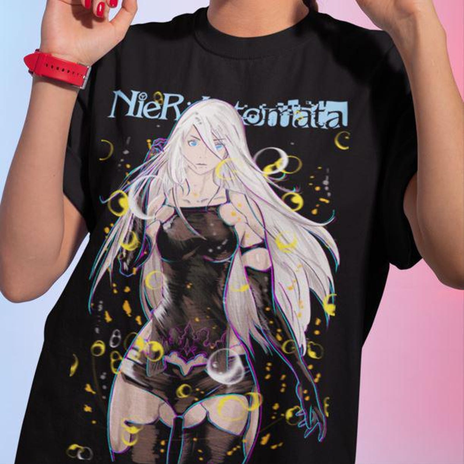 Unisex Nier 2B Gaming Waifu T-Shirt, Japanese Anime Videogame Shirt M