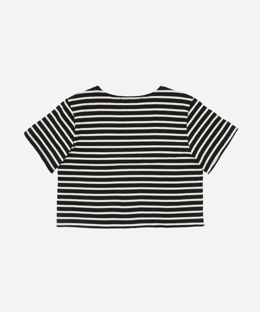 Solteuaenchokollis Sac Striped Oversized Crop T-Shirt Black 4W2311003