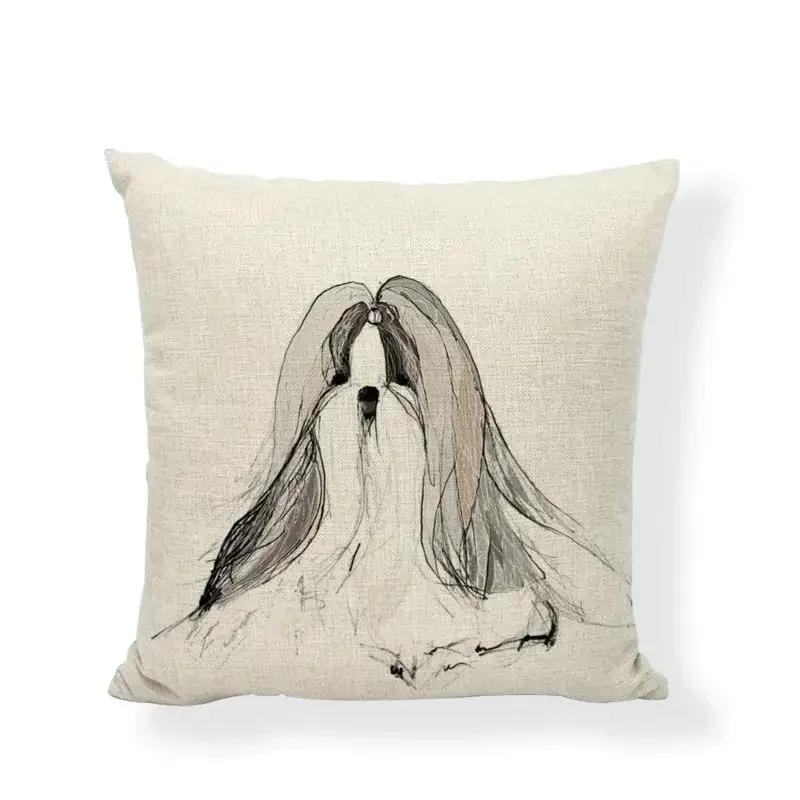 Cartoon Cute Dog Oil Double-Sided Printed Pillow Cover Short Plush Suitable Living Rooms Bedrooms Sofas Throw Cushion Cover